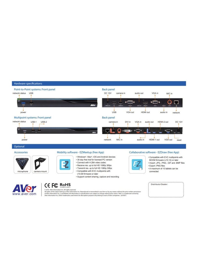 AVer EVC350 ( 4-SITE EMBEDDED ) Full HD Video Conferencing System  - Image 5