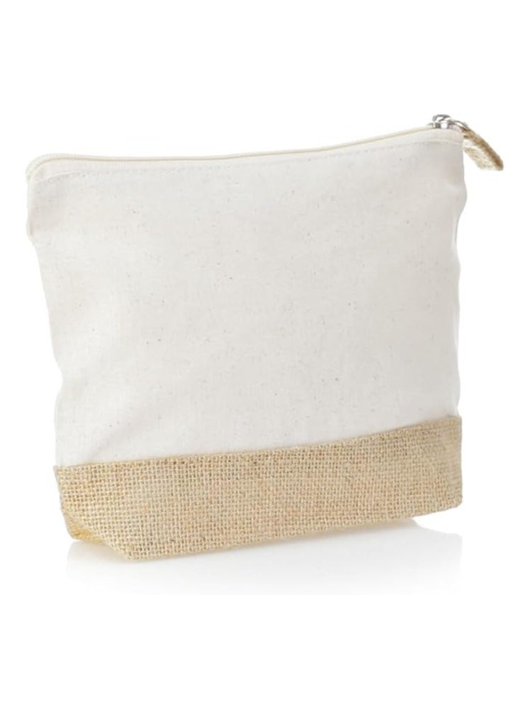 Eco-neutral - Eco Neutral Cotton Toiletry Bag with Zipper Womens Makeup Pouch Cosmetic Bag for Travel GRS certified Recycled Cotton Jute Pack of 5 - Image 1