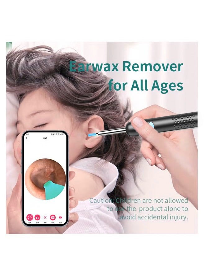 Generic Earwax removal tool, ear cleaner with camera and 6 LED lights, charging base with purple light disinfection, HD otoscope, 8 replaceable ear spoon heads, 9 ear cleaning kits, ear tool for iOS and Android devices (black)  - Image 4