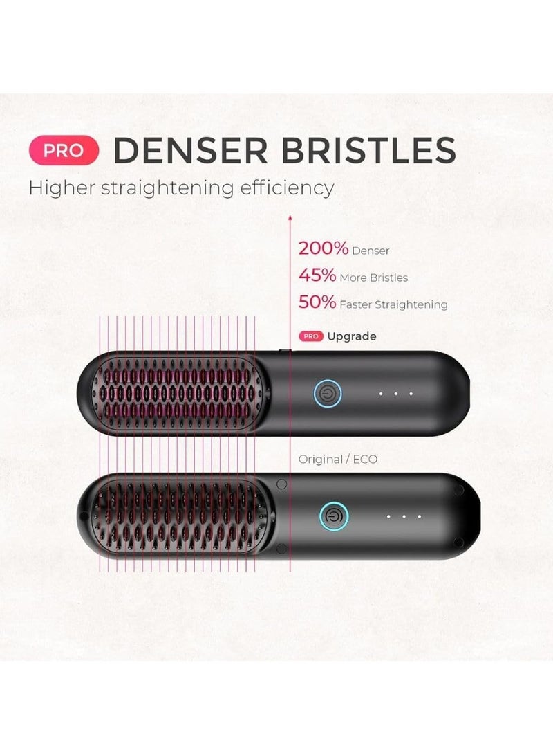 TYMO TYMO Porta PRO Cordless Hair Straightener Brush, Portable Straightening Brush for Travel, Mini Ionic Hot Comb Straightener for Women, Lightweight on-The-go, Cordless & Fast Charger Dual Power, Black  - Image 2