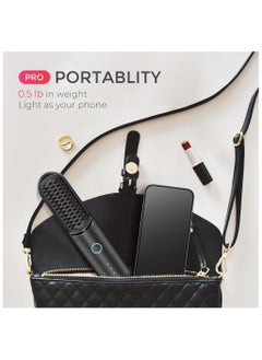 TYMO TYMO Porta PRO Cordless Hair Straightener Brush, Portable Straightening Brush for Travel, Mini Ionic Hot Comb Straightener for Women, Lightweight on-The-go, Cordless & Fast Charger Dual Power, Black  - Image 3