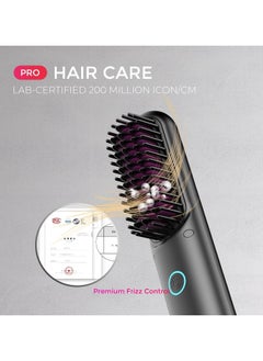 TYMO TYMO Porta PRO Cordless Hair Straightener Brush, Portable Straightening Brush for Travel, Mini Ionic Hot Comb Straightener for Women, Lightweight on-The-go, Cordless & Fast Charger Dual Power, Black  - Image 5