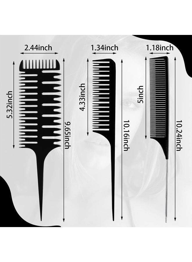 Patelai 6 Pieces Weaving Comb Dyeing Hair Comb Weaving Sectioning Foiling Comb Rat Tail Styling Hair Dyeing Combs for Foiling Balayage Hair Coloring (Assorted Styles) - Image 2
