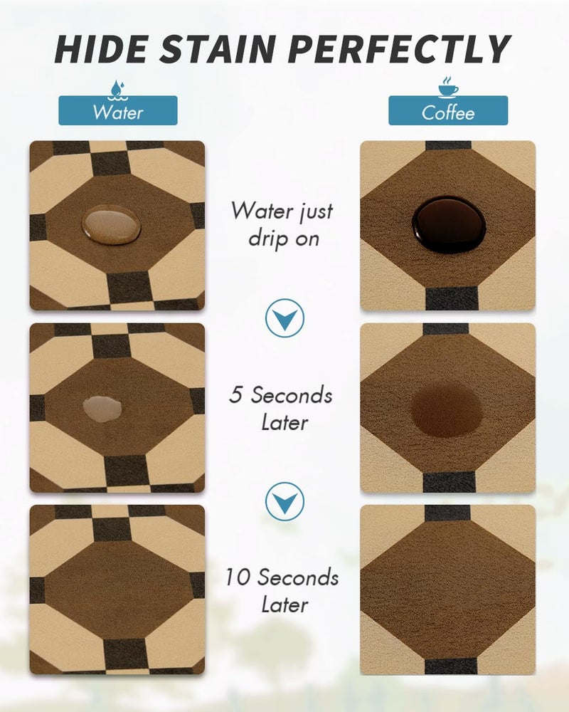 AMOAMI Coffee Mat Hide Stain Rubber Backed Absorbent Dish Drying Mat for Kitchen Counter - Fits Under Coffee Maker or Machine - PEANUT 12X19 - Image 2