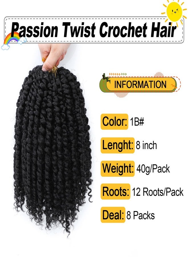 Karida Passion Twist Hair 8 Inch 8 Packs, Pre Twisted Passion Twist Crochet Hair For Black Women, Pre Looped Passion Twist Curly Crochet Hair, Short Crochet Passion Twist Hair (8 Inch (Pack of 8), 1B#) - Image 3