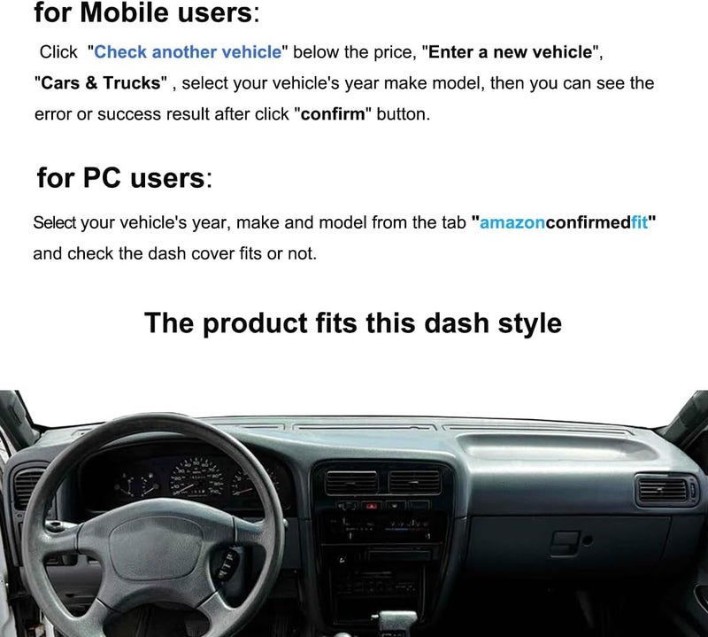 Fcovergurus Dash Cover Mat for 1994-1997 Nissan Hardbody D21 Pickup Truck / 1994-1995 Pathfinder - Dark Gray - Image 2