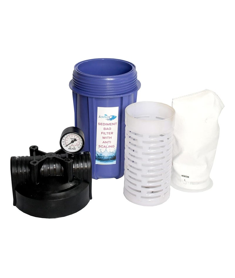 IONIX whole house water filteration system for Single Bathroom/Kitchen/Washing machine with anti scaling/Water Softening balls, 10 Inch bag filter set for Tank water filter - Image 1