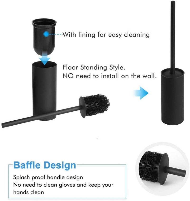 BGL Stainless Steel 304 Black Toilet Bowl Brush and Holder Set Cleaning Tool Holder with Toilet Brush - Image 3