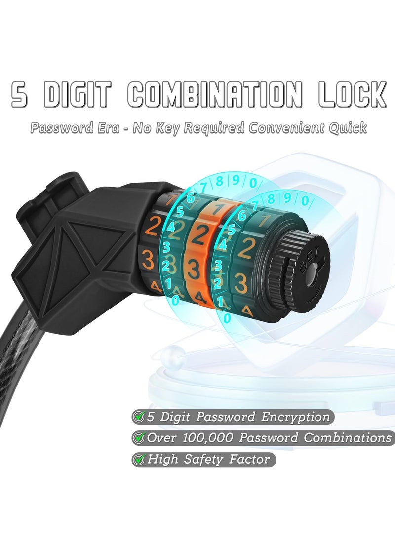 Generic 5 Digit Bike Cable Lock 120CM, High-Security Combination Cable Lock for Bikes and Outdoor Equipment with Mounting Bracket - Image 4