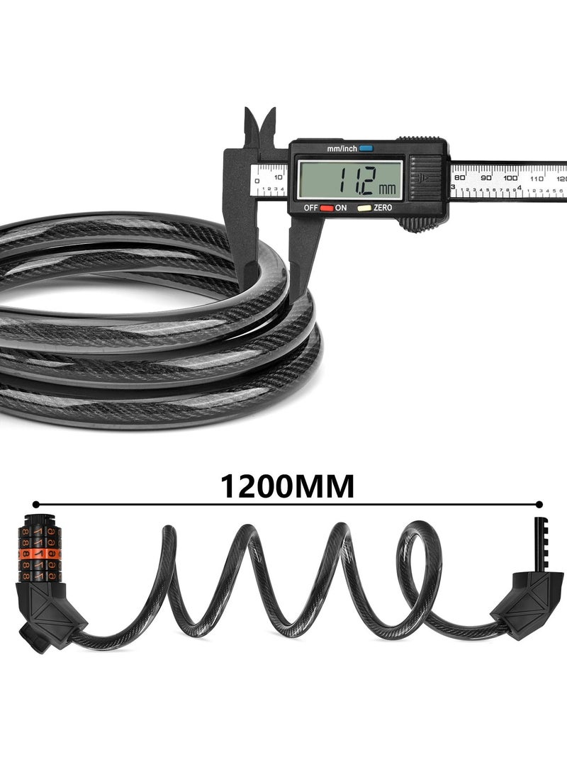 Generic 5 Digit Bike Cable Lock 120CM, High-Security Combination Cable Lock for Bikes and Outdoor Equipment with Mounting Bracket - Image 2
