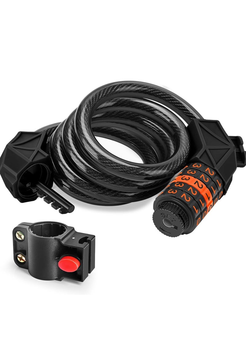 Generic 5 Digit Bike Cable Lock 120CM, High-Security Combination Cable Lock for Bikes and Outdoor Equipment with Mounting Bracket - Image 1