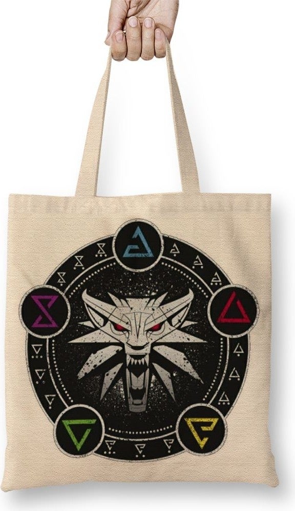Baskı Dükkanı Print Shop Sibolos The Witcher Tote Bag Long Handle
