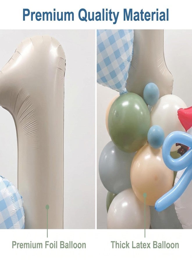 100% LIKED One Silly Goose 1st Birthday Balloon Tower Kit for Boys - Blue Gingham Goose First Birthday Party Decorations, Jumbo 40" Silver Number 1 & Heart Foil Balloons, DIY Balloon Stand Centerpiece - Image 4