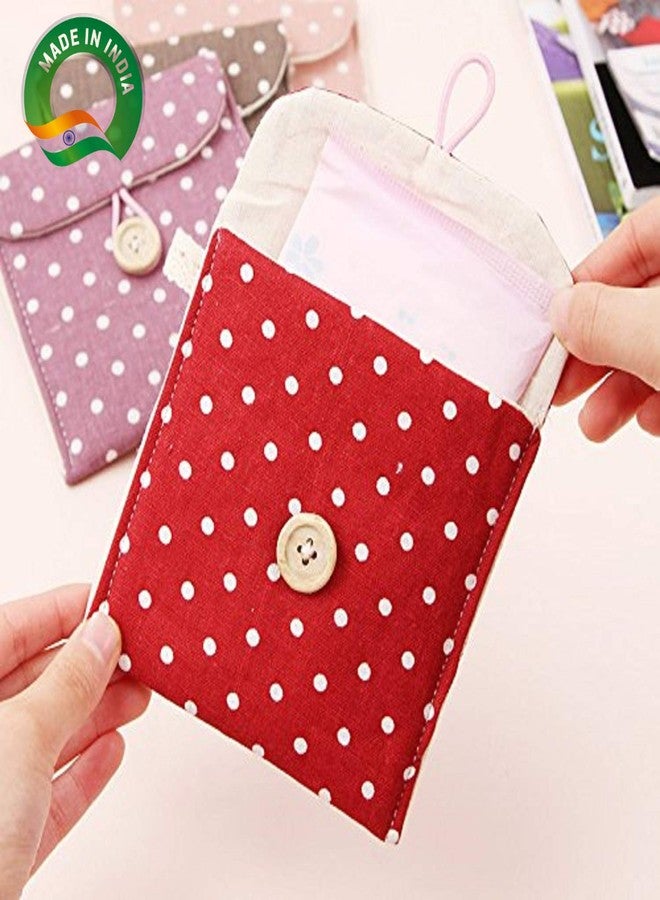 Newvent Reusable Sanitary Pad Storage Pouch with Printed Dots | Home & Travel | Pack of 4 - Image 3