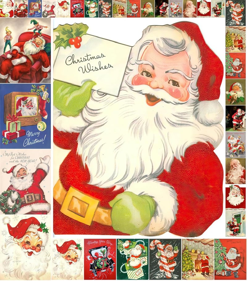 Flonz Decoupage Paper Pack (35 Sheets 6"x8") Christmas Santa Vintage Styled Christmas Pictures Cards for Decoupage, Craft and Scrapbooking - Image 1