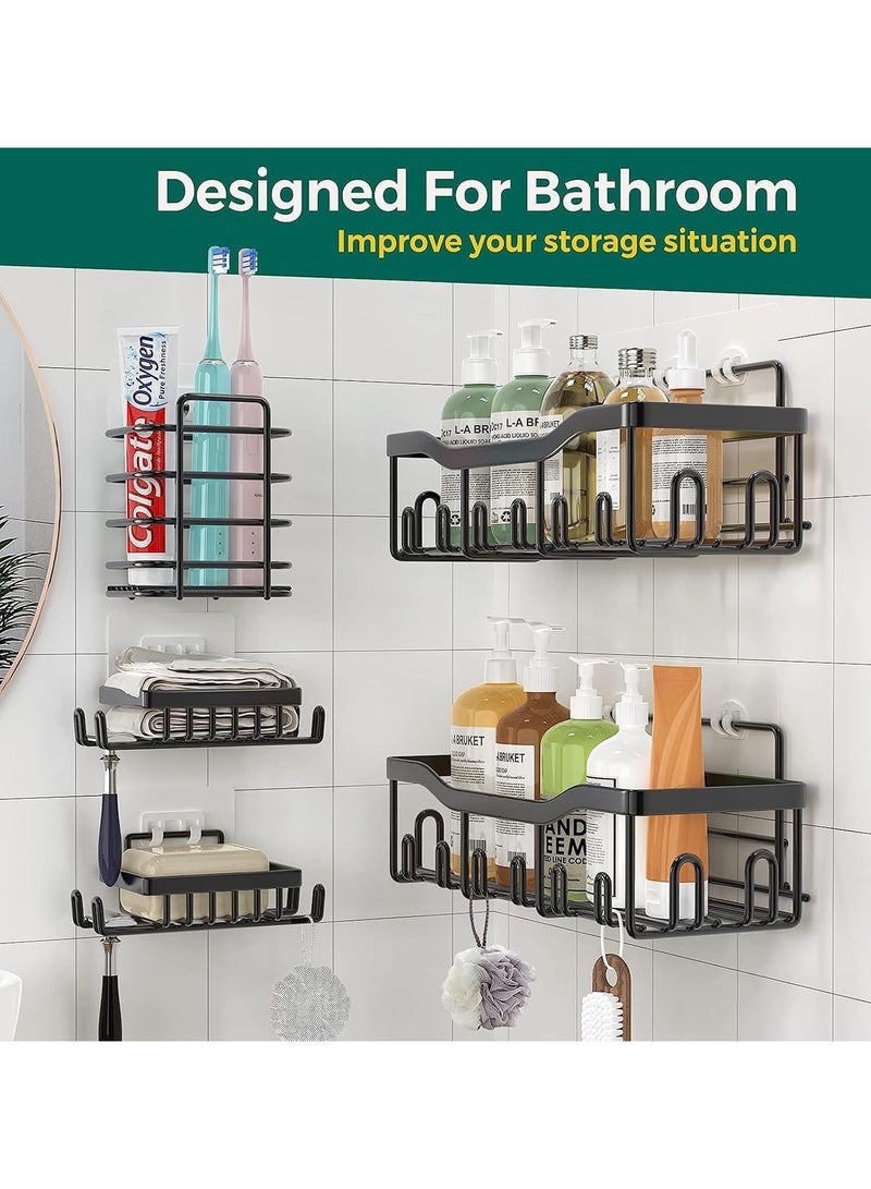 🚿5-Pack Shower Caddy – No-Drill Rustproof Racks for Bathroom & Kitchen, Heavy-Duty Wall Organizer for Shampoo, Toiletries & More!  - Image 3
