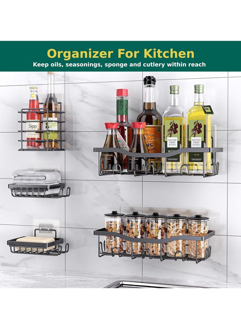 🚿5-Pack Shower Caddy – No-Drill Rustproof Racks for Bathroom & Kitchen, Heavy-Duty Wall Organizer for Shampoo, Toiletries & More!  - Image 4