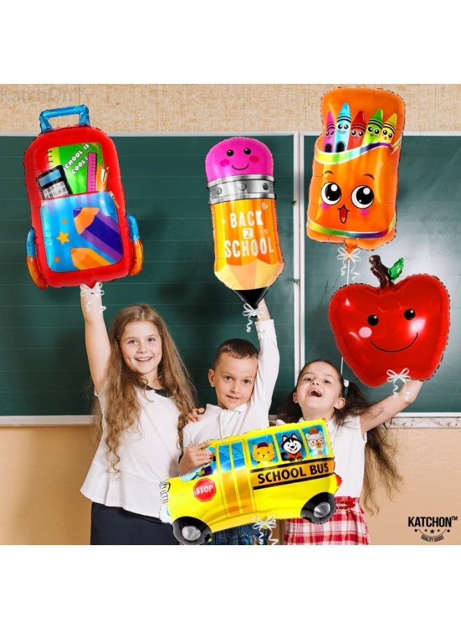 KATCHON Back To School Balloons Set - 30 Inch, Pack of 6 | School Bus Balloon, Apple Balloons, First Day of School Decorations | Kindergarten balloons | Welcome Back To school Party Decorations - Image 3