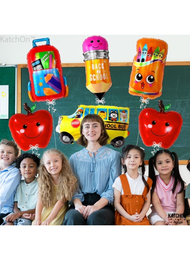KATCHON Back To School Balloons Set - 30 Inch, Pack of 6 | School Bus Balloon, Apple Balloons, First Day of School Decorations | Kindergarten balloons | Welcome Back To school Party Decorations - Image 5