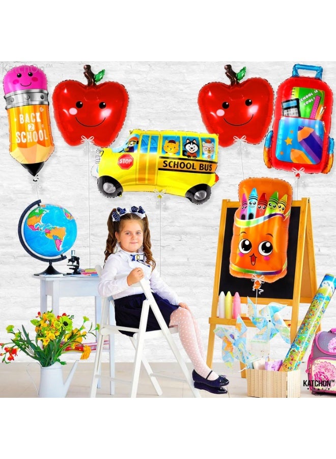 KATCHON Back To School Balloons Set - 30 Inch, Pack of 6 | School Bus Balloon, Apple Balloons, First Day of School Decorations | Kindergarten balloons | Welcome Back To school Party Decorations - Image 2