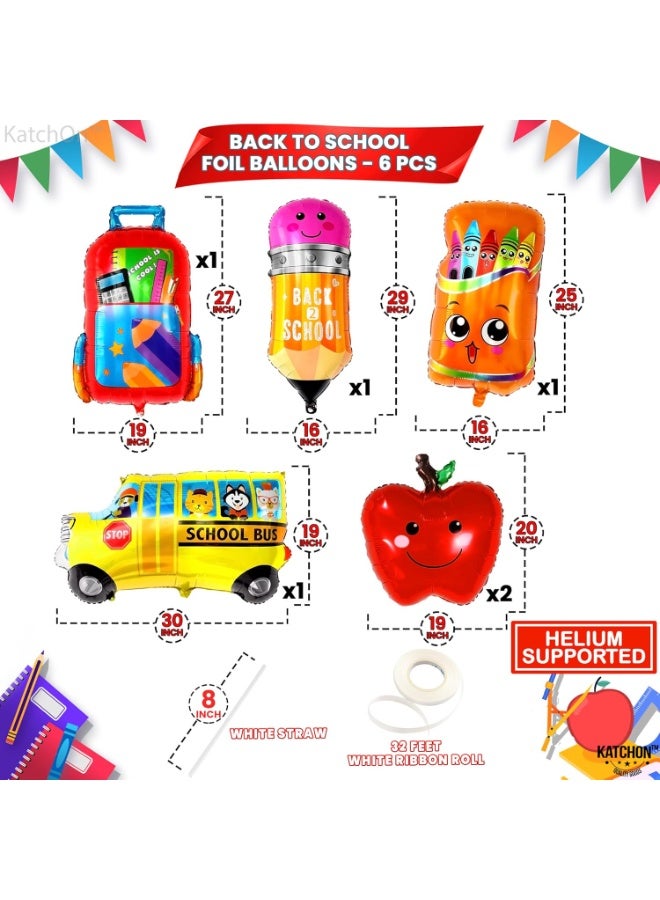 KATCHON Back To School Balloons Set - 30 Inch, Pack of 6 | School Bus Balloon, Apple Balloons, First Day of School Decorations | Kindergarten balloons | Welcome Back To school Party Decorations - Image 4