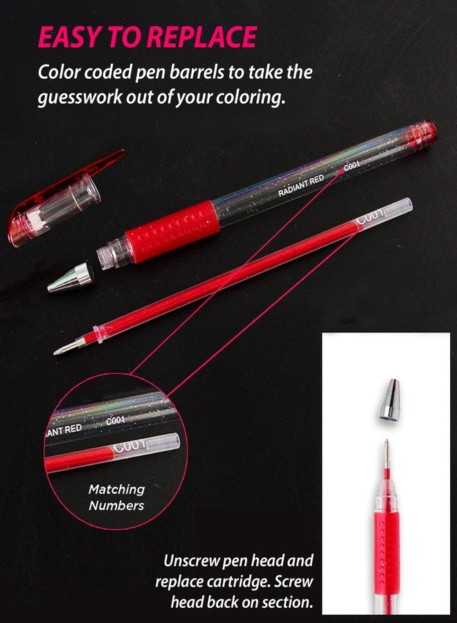 كولور إت عبوات حبر أقلام جل ColorIt 48 للألوان اللامعة والمعدنية والنيون - مرمزة بالألوان لسهولة الاستبدال (جل) - Image 4