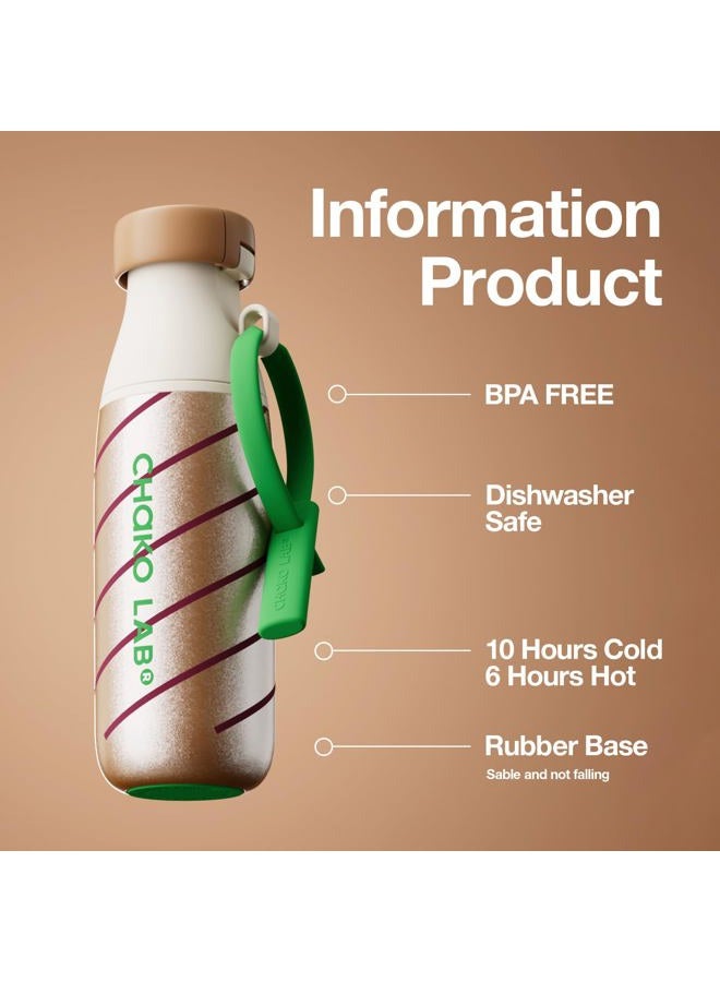 CHAKO LAB Christmas Insulated Stainless Steel Water Bottle with Two Strap | BPA-Free Leak Proof | 17oz Bottle with Spout Lid & Straw | pine cone tree - Image 2