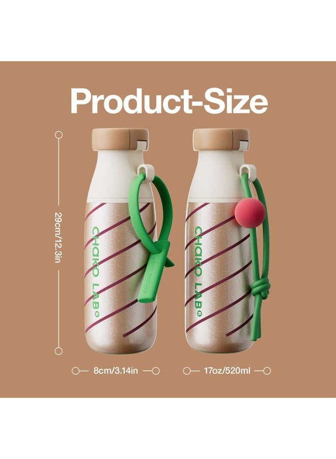 CHAKO LAB Christmas Insulated Stainless Steel Water Bottle with Two Strap | BPA-Free Leak Proof | 17oz Bottle with Spout Lid & Straw | pine cone tree - Image 5