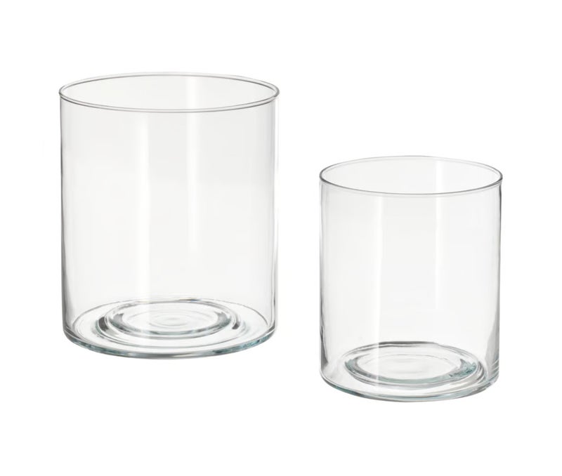 Clear Glass Pillar Candle Holder Set of 2, Decorative Glass Hurricane Candle Holders, Modern Candle Lanterns for Home, Weddings and Table Centerpieces - Image 1