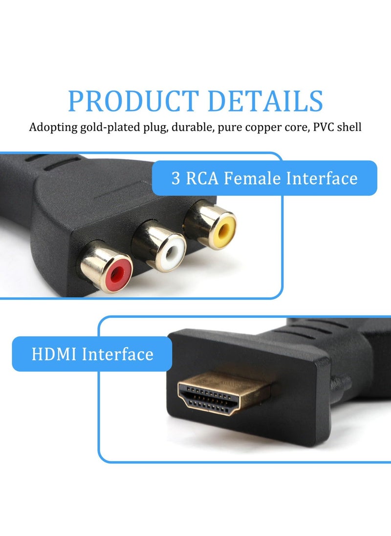 KASTWAVE - 2 pcs HDMI to AV RGB RCA Converter, HDMI to 3 RGB Adapter, Component Connector 1080P High Definition Video Audio Adapter Digital Signal Converter for TV Laptop Xbox PS2 PS3 Camera DVD - Image 1