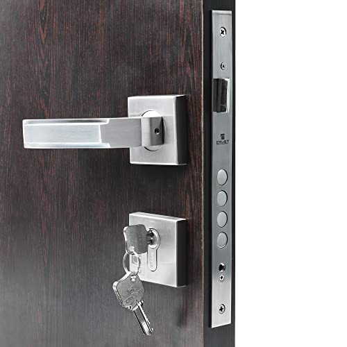 Crust Bolt Premium Rose Mortise Door Lock Handle Set/Mortise Lock with Brass Lock Body and 60 mm Brass Cylinder Set with 3 Brass Computer Keys (Both Side Key) - Image 2