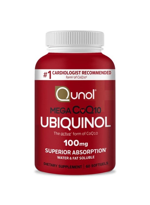 Ubiquinol CoQ10 100mg Softgels, Qunol Mega Ubiquinol 100mg - Superior Absorption - Active form of Coenzyme Q10 for Heart Health - 2 Month Supply - 60 Count