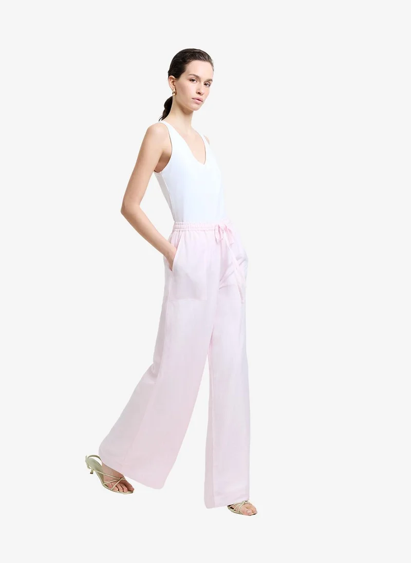 فرنش كونكشن Women's Pink Icing Cooper Linen Wide Leg Pants