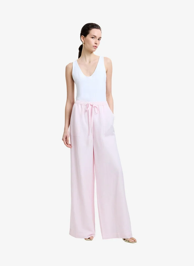 فرنش كونكشن Women's Pink Icing Cooper Linen Wide Leg Pants