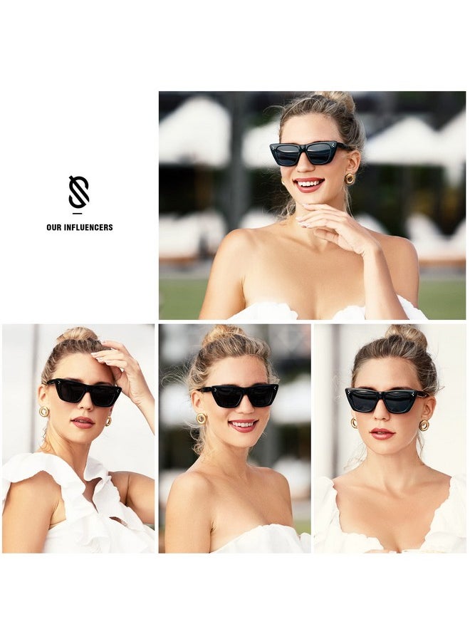 Sojos Retro Trendy Cat Eye Polarized Sunglasses For Women Cute Stylish Uv400 Sunnies Sj2199 Milky Brown Brown  - Image 3
