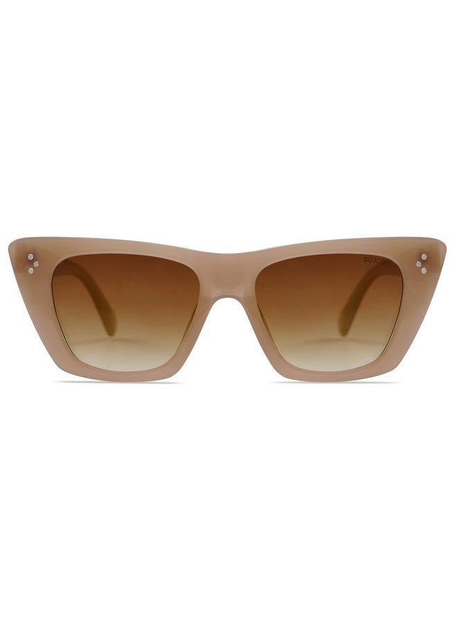 Sojos Retro Trendy Cat Eye Polarized Sunglasses For Women Cute Stylish Uv400 Sunnies Sj2199 Milky Brown Brown  - Image 2