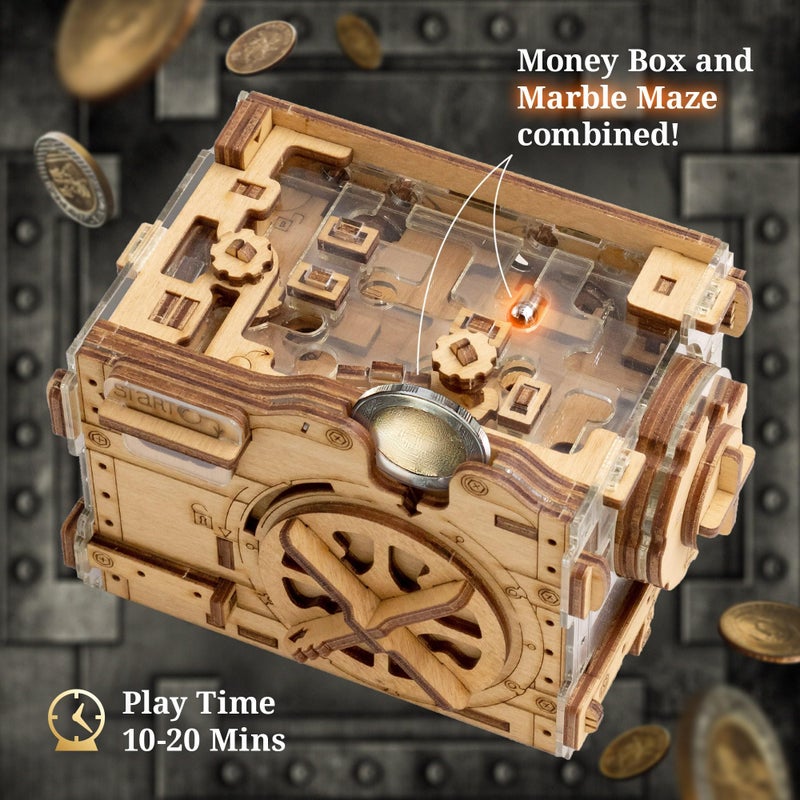 iDventure صندوق الأمان المذهل من iDventure - لعبة ماربل رن - صندوق ألغاز المال - تغليف هدايا معقد - لغز ثلاثي الأبعاد للبالغين - لعبة غرفة الهروب - أحجية ذهنية - هدية عيد ميلاد للرجال والنساء - صندوق الكنز - Image 2