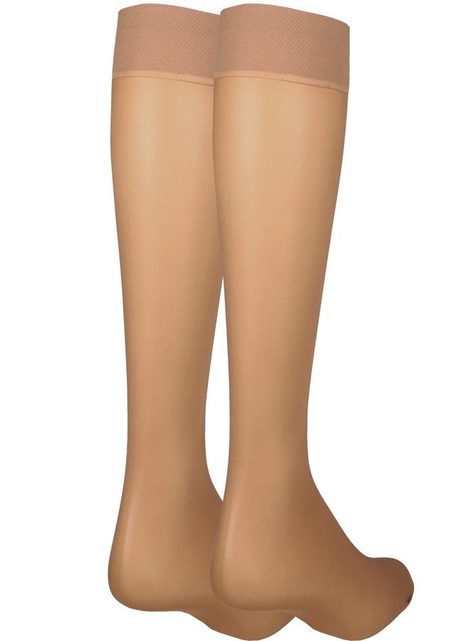 NuVein Sheer Compression Stockings for Women, 8-15 mmHg Support, Light Denier, Knee High, Closed Toe, Beige, 2X-Large - Image 1