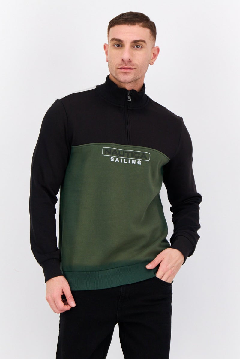 NAUTICA Men Mock Neck Colorblock Long Sleeves Sweatshirt, Multicolor  - Image 1