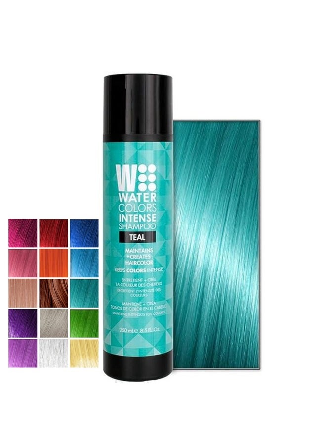 Watercolors - Intense Color Depositing Sulfate & Paraben Free Shampoo Maintains & Enhances Haircolor Teal 8.5 Oz - Image 1