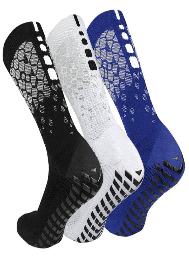 3 Pairs Non-Slip Football Socks for Men and Women Breathable Athletic Socks with Grippers for Football Basketball Yoga Running Cycling - Image 1