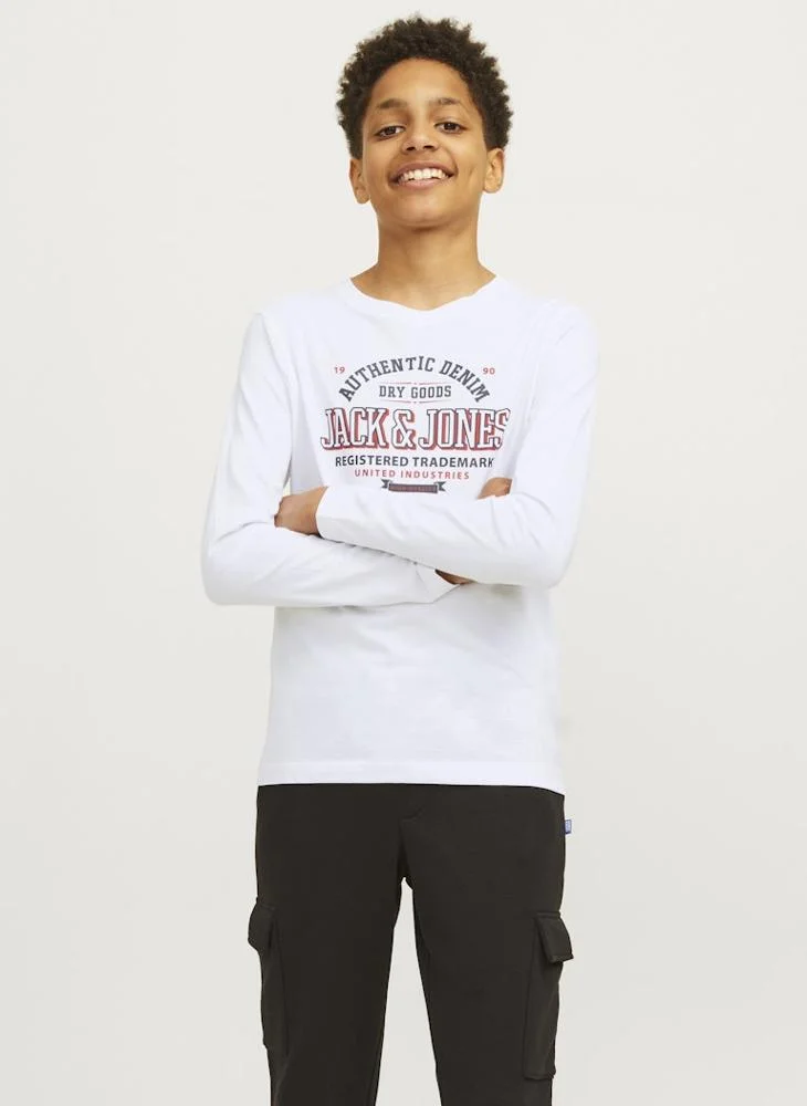 جاك وجونز جونيور Kids Slogan Crew Neck T-Shirts