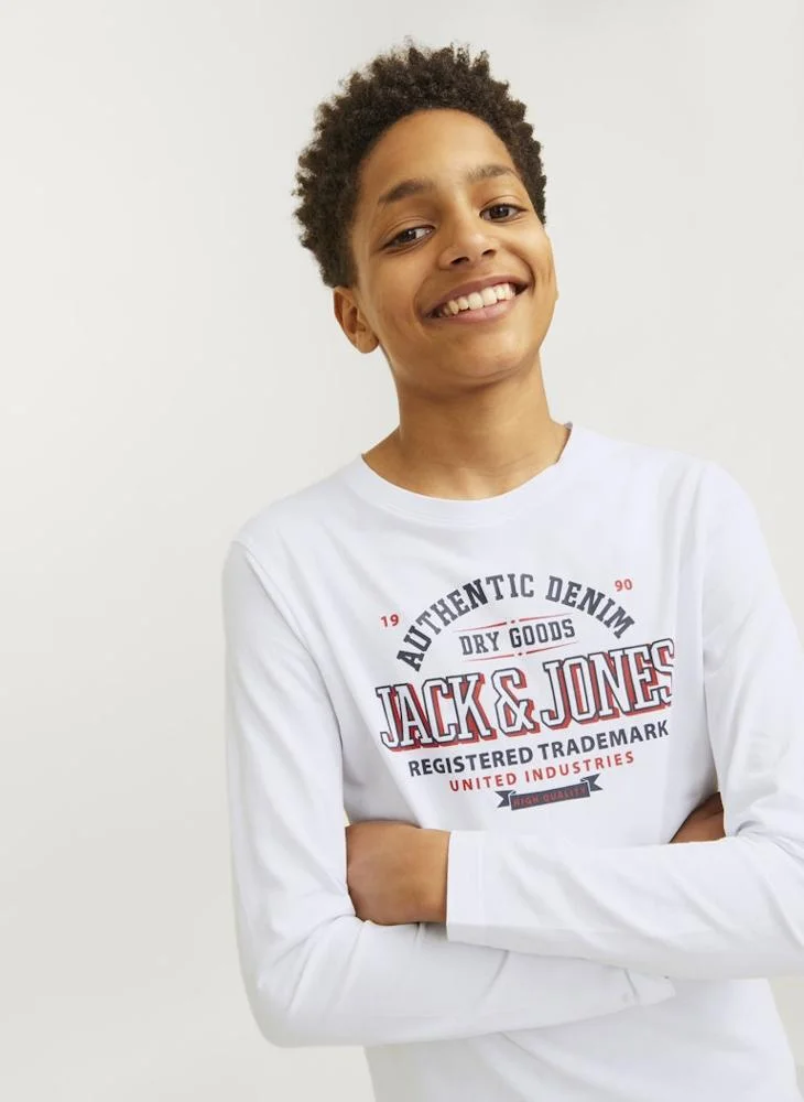 جاك وجونز جونيور Kids Slogan Crew Neck T-Shirts