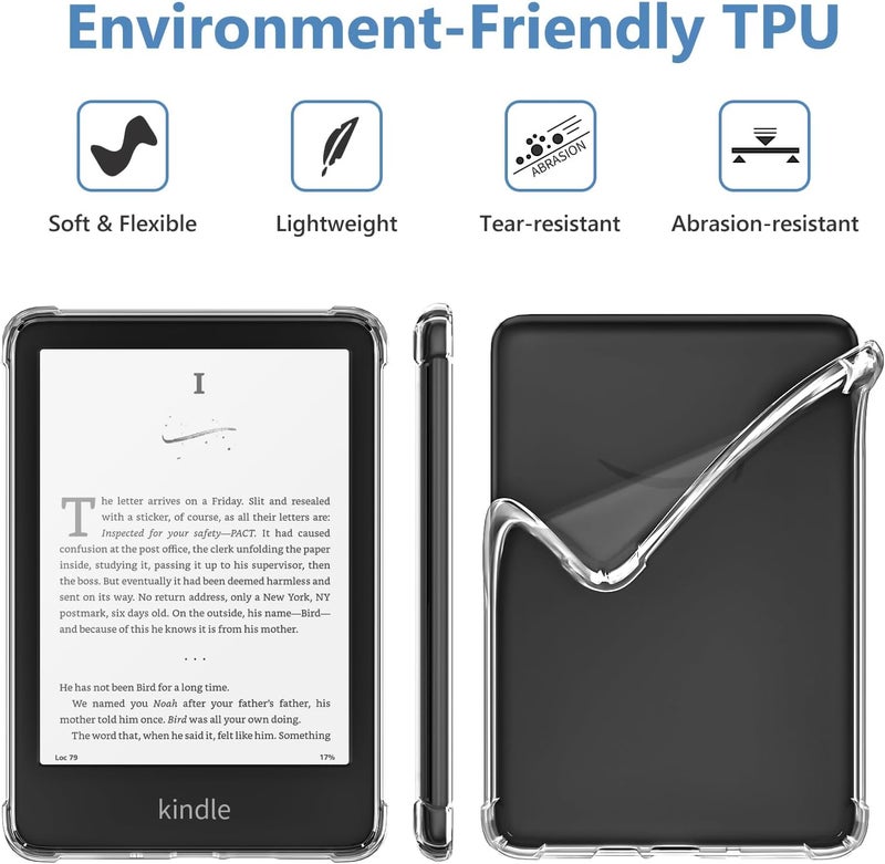 غطاء الشفاف لجهاز (7 بوصة) All-New Kindle Paperwhite الجيل الثاني عشر 2024 و Kindle Colorsoft Signature Edition 2024 - غطاء واقي رقيق جدًا شفاف من TPU الناعم وخفيف الوزن ومقاوم للخدوش، شفاف - Image 3