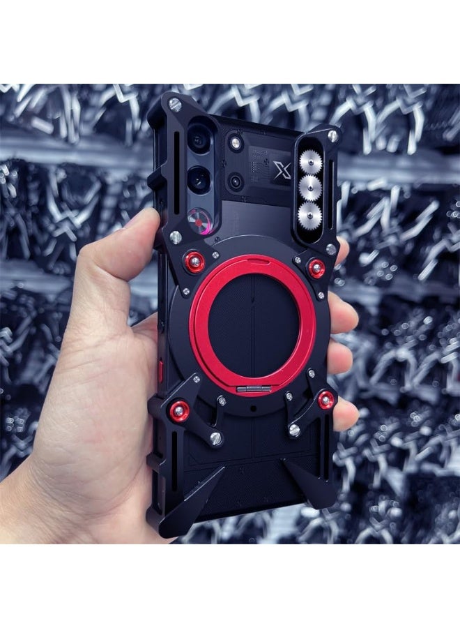 general Metal Case Compatible with ZTE Nubia Red Magic 10 Pro Plus / 10 Pro, Aluminum Alloy Phone Case with Ring Stand, Mechanical Skeletonized Hollow Bezel-less Protective Cover - Image 3