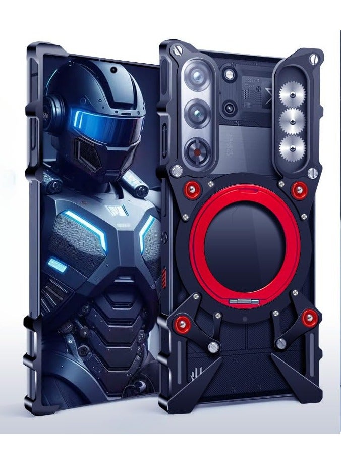 general Metal Case Compatible with ZTE Nubia Red Magic 10 Pro Plus / 10 Pro, Aluminum Alloy Phone Case with Ring Stand, Mechanical Skeletonized Hollow Bezel-less Protective Cover - Image 1
