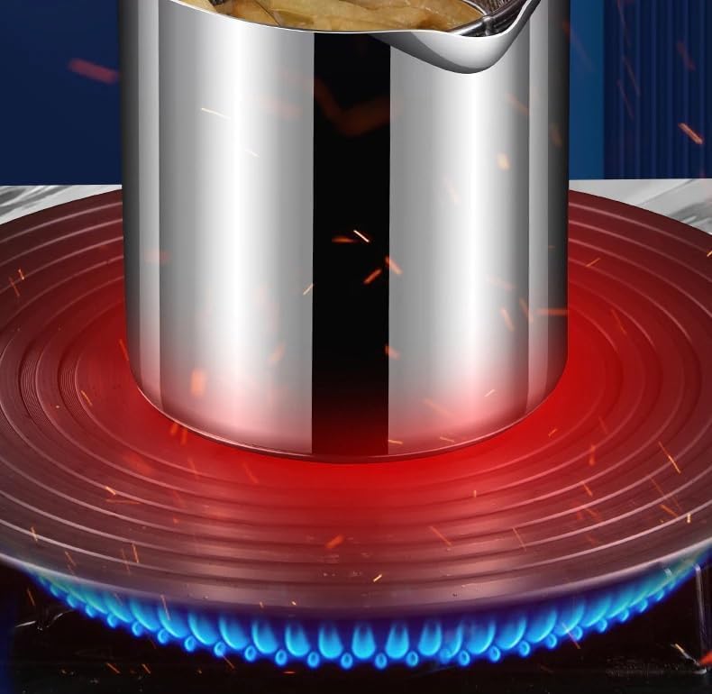 HR Happy HR Happy Stainless Steel Deep Frying Pot with Basket & Long Handle Deep Oil Fryer for French Fries, Chicken Wings, Fish & Shrimp Stainless Steel Fryer Pot with Long Handle Deep (Silver 1200 ml)  - Image 5