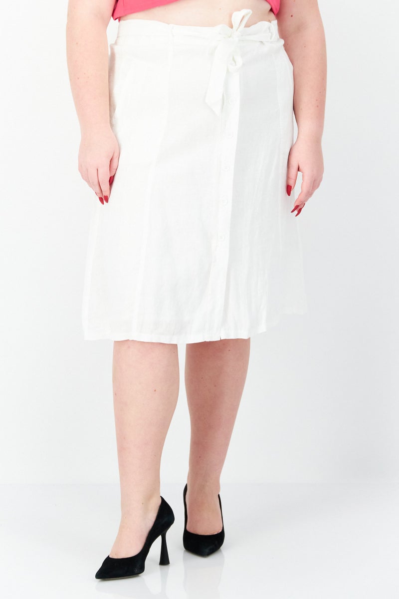 GERRY WEBER تنورة ميدي بسيطة للنساء، بيضاء - Image 1