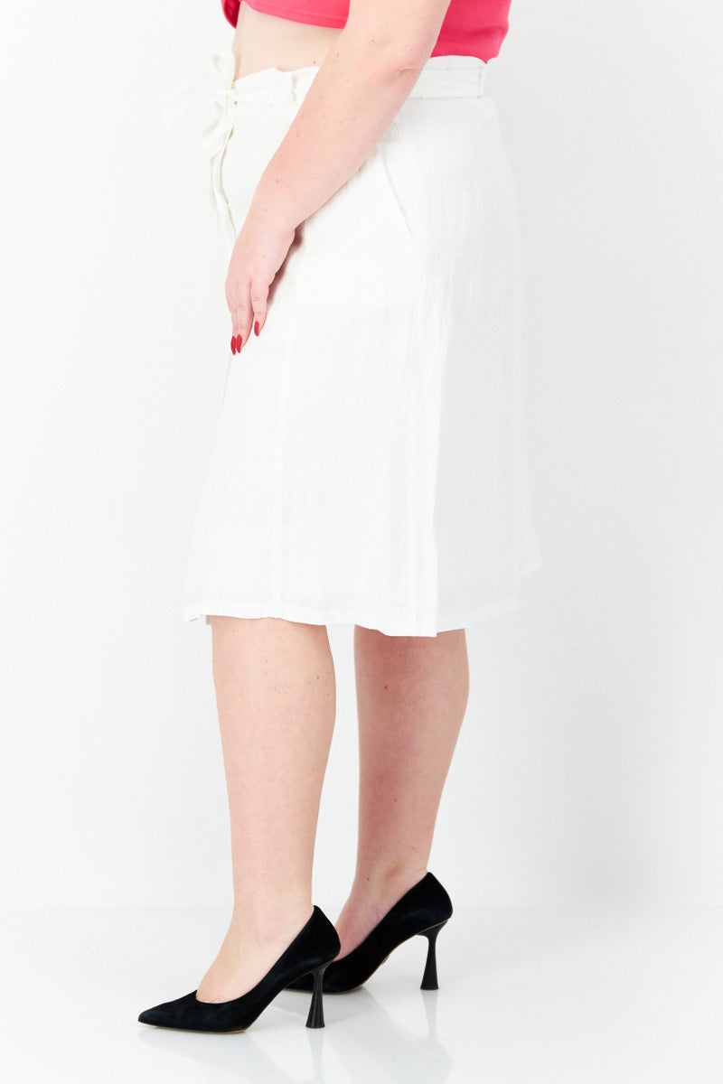 GERRY WEBER تنورة ميدي بسيطة للنساء، بيضاء - Image 3