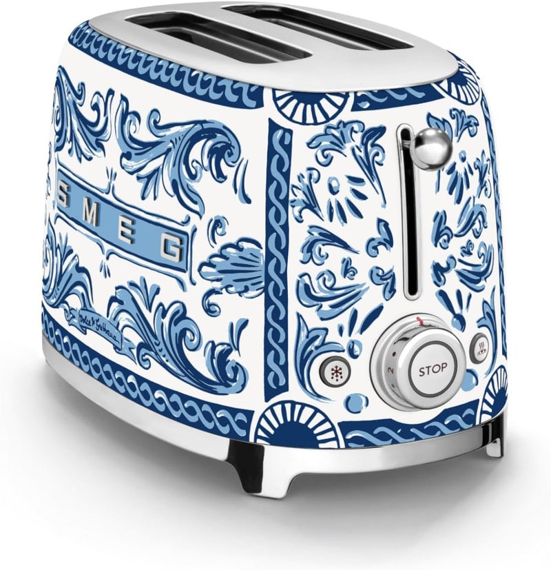 Smeg TSF01DGBUK Dolce and Gabbana 2 Slice Toaster, Blu Mediterraneo 950 W TSF01DGBUK Blue Mediterranio - Image 3